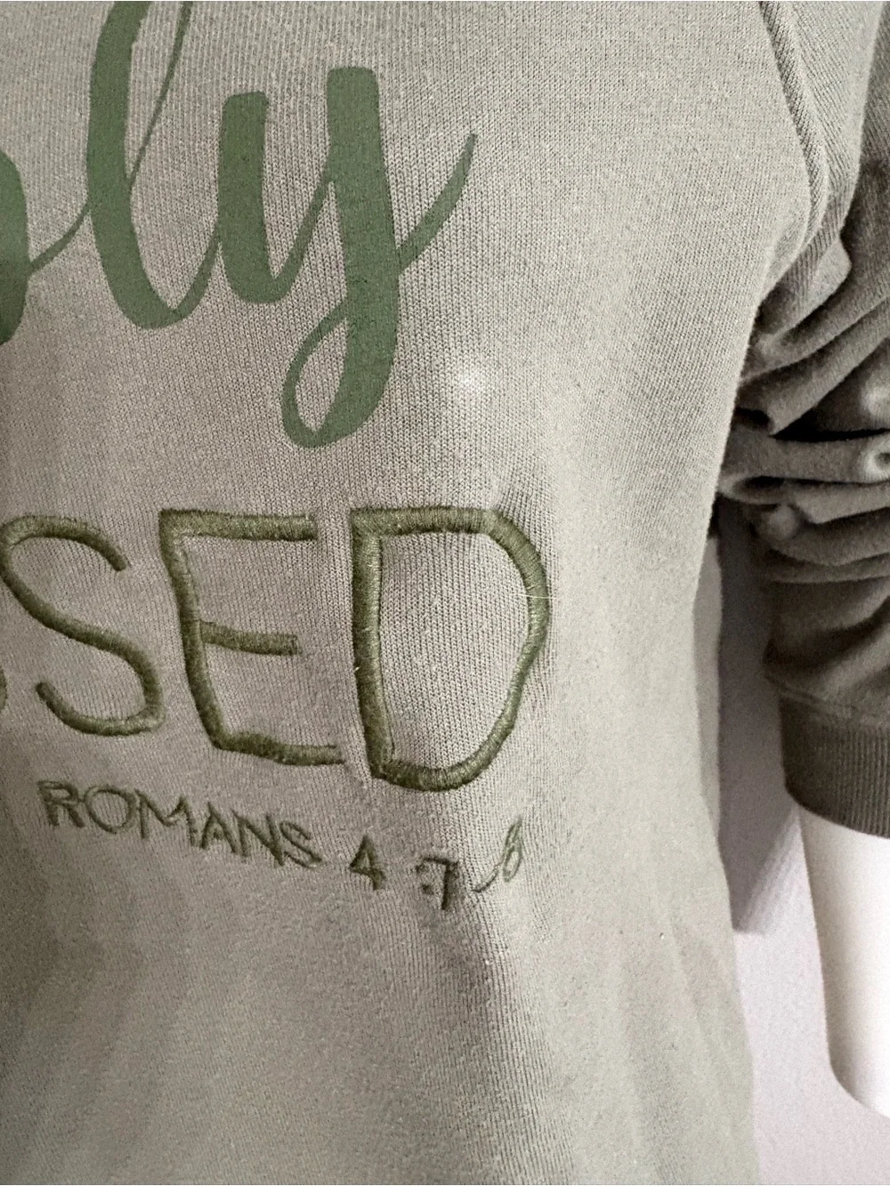 Simply Blessed Olive Green Crew Neck Sweatshirt - Women's Casual Pullover - Picture 3 of 5
